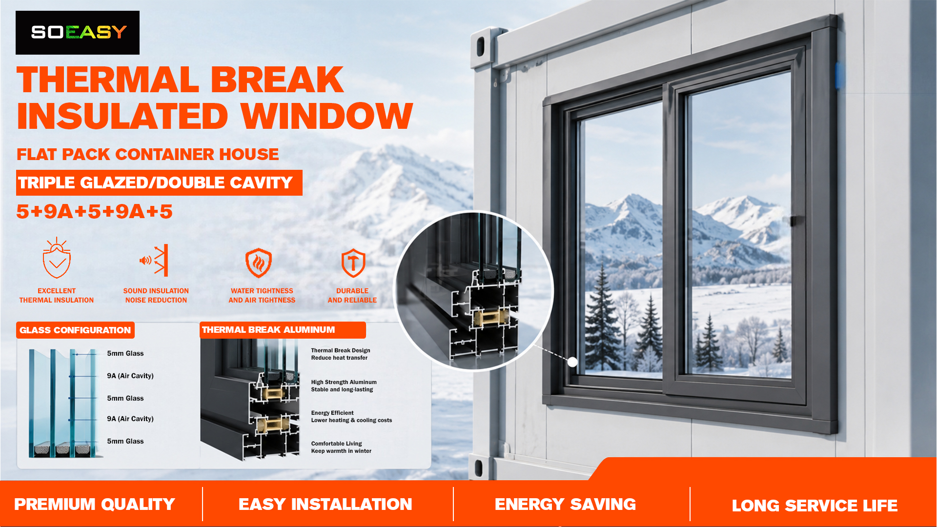 Aluminium triple glazing wall