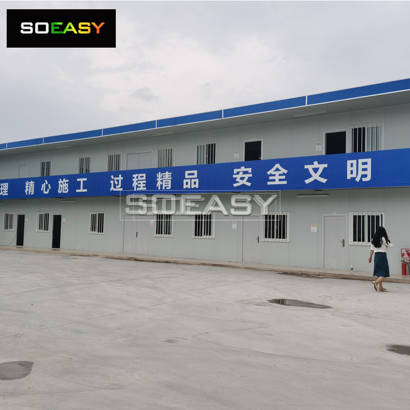 Blue And White Prefab T Type House Factory Labor Camp Galvanized 