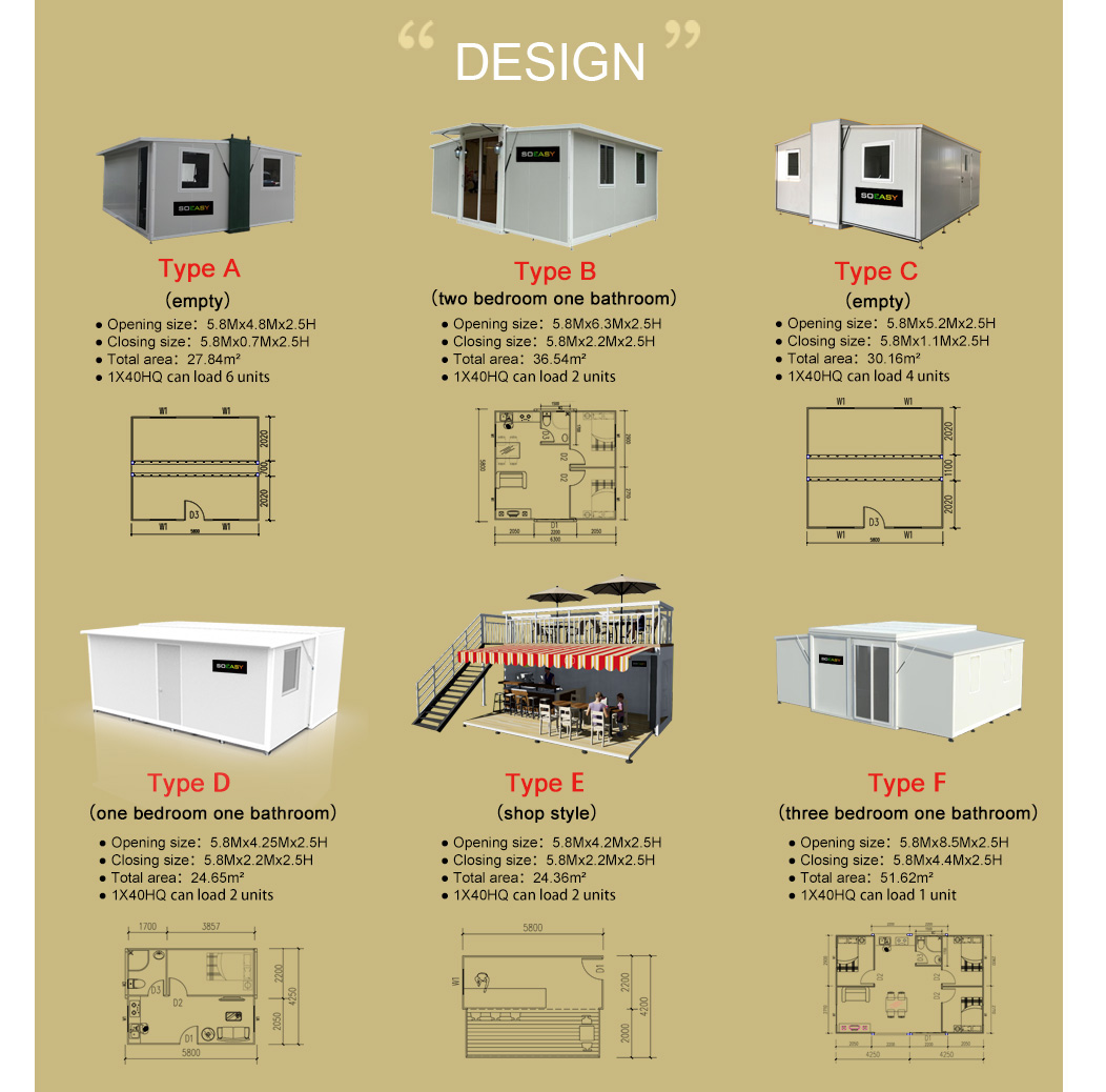 different designs of expandable contianer house