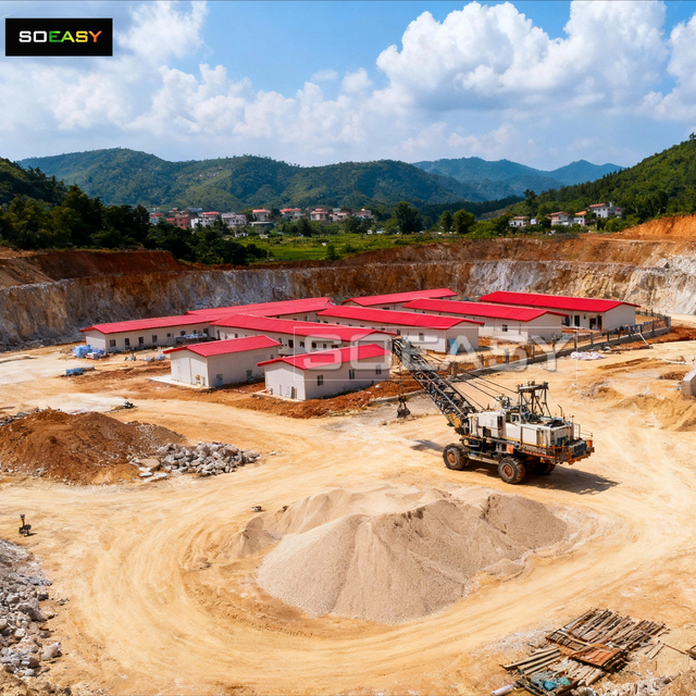 Red And White Prefab T Type House Prefabricated House Labor Camp