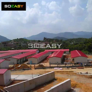 Red And White Prefab T Type House Prefabricated House Labor Camp