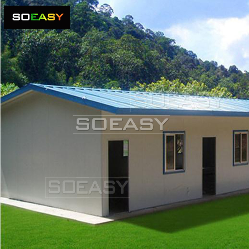 Blue And White Prefab T Type House Modular Firm Recyclable