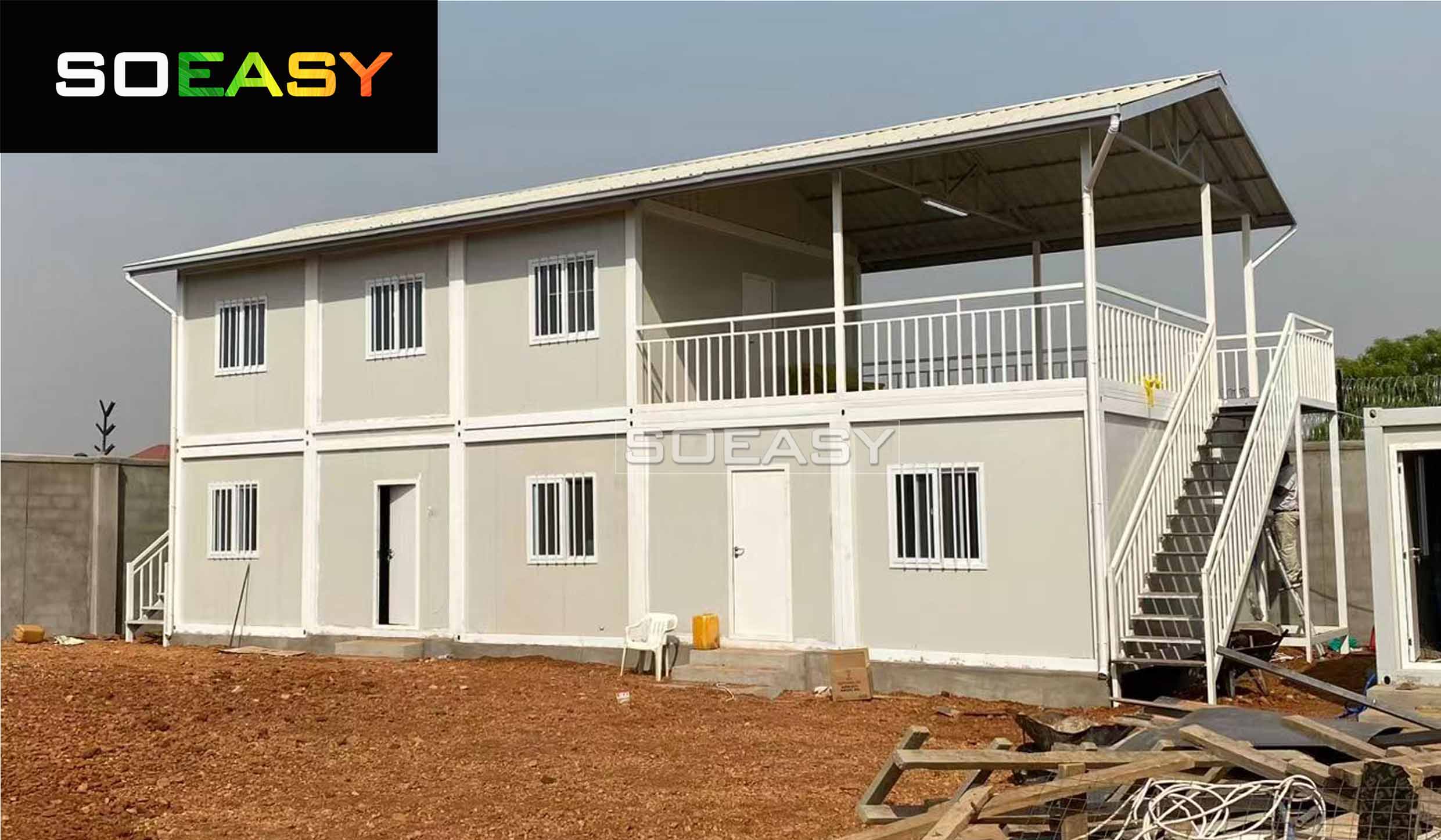 Africa Congo Two Floors Flat Pack Container Houses for Dormitory